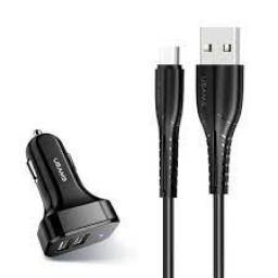 C13   Cargador Auto  2 USB  2.1A  Cable Tipo C  Negro  NT Series  USAMS