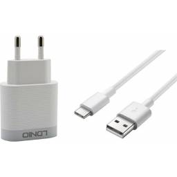 A303Q   Cargador Pared  18W  1USB QC3.0  Carga Rpida  Blanco  Tipo C  LDNIO