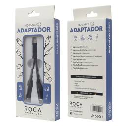 Adaptador ROCA   Lightning a 2x Lightning  Negro  Audio y Carga