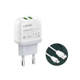 A2219   Cargador Pared  2.4A  2USB  Lightning  Blanco   LDNIO