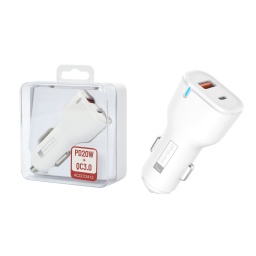 Cargador Inteligente Auto ROCA TO GO 20W+QC 3.0    USB A QC 3.0 + USB CPD (sin Cable)