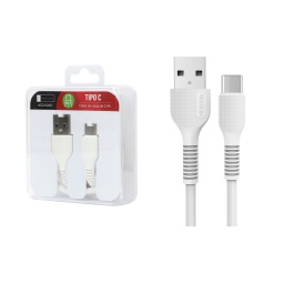 Cable de Datos ROCA TO GO   USB A a Tipo C  100cm  2.4A  Blanco