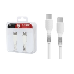 Cable de Datos ROCA TO GO   Tipo C a Tipo C  100cm  3A  60W  Blanco