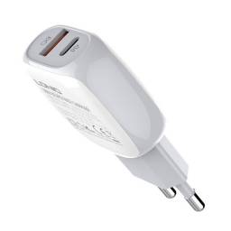 A2313C   Cargador Pared 3A  PD 20W (USB-C)+ QC3.0  Micro USB  Blanco  LDNIO