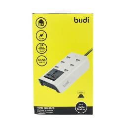 Cargador Pared  6 USB   24W  1 Socket  1.8M  Budi