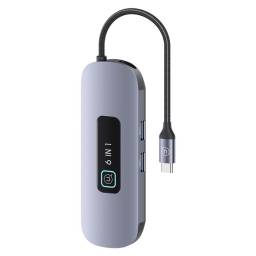 SJ642   Mini HUB Tipo C  HDMI + USB3.0*2 + TF + SD + PD100W  Gris  USAMS