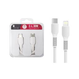 Cable de Datos ROCA TO GO   Tipo C a Lightning  100cm  3A  30W  Blanco