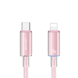 SJ659   Cable de Datos Transparente  USB C a Lightinig  1.2M  Rosado  USAMS