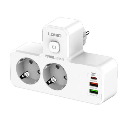 SC2337  Cargador Pared c2 Enchufes   Dual QC3.0+USB PD  Blanco  LDNIO