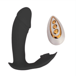 Vibrador Silicona Doble Estimulador con Control   Negro  YS-BE086 Adulto