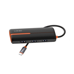 DS-26U   HUB 6 en 1 Tipo C  USB C + USB 2.0 + 3 USB 3.0 + RJ45 Ethernet  Negro  LDNIO