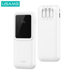 CD194   Power Bank  10000mAh  Con cables  Pantalla LCD  Blanco  USAMS