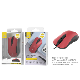 Mouse NG6039   USB  1.5M  Rojo  One+