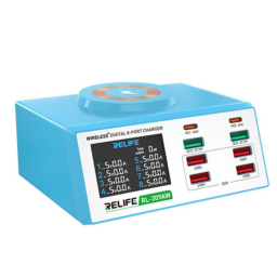 Fuente 8 Puertos + Carga Inalmbrica 15W c LCD   RL-309AW  Relife