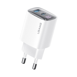 CC229   Cargador Pared  30W USB A + USB C GaN  Carga Rpida  Blanco  USAMS