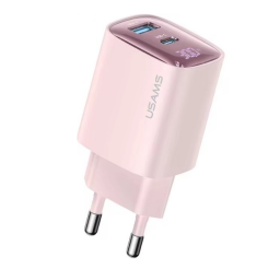 CC229   Cargador Pared  30W USB A + USB C GaN  Carga Rpida  Rosado  USAMS