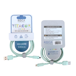 Cable de Datos ROCA   VITACOR  USB a  Micro USB  TPE2.1A100cm  Verde Claro