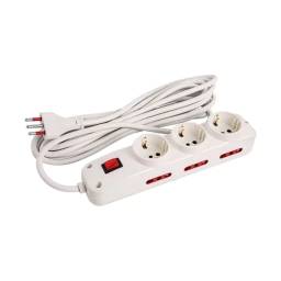 Alargue 3 Tomas Schuko + 6 Tomas 3L a Ficha 3L   10A  Cable 3 M  Blanco  Conatel