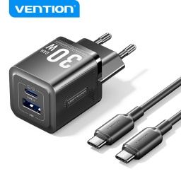 Cargador de Pared USB-A+USB-C GaN   USB-C a USB-C  30W30W  Negro  TZ-FEQB0-EU-01  Vention